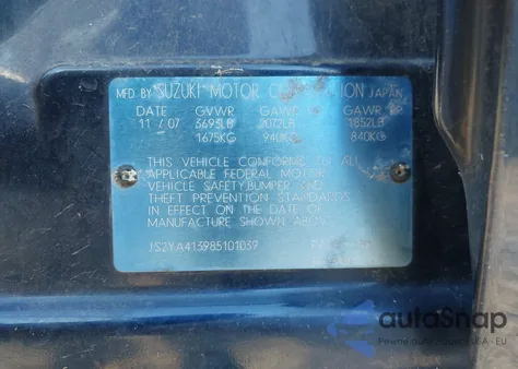 2008 Suzuki Sx4 Convenience z USA, uszkodzony, nr VIN JS2YA413985101039